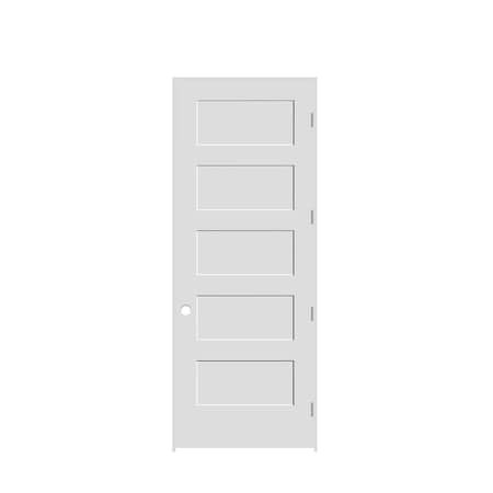 Trimlite 34"x96"x13/8" Primed 5Panel Equal Panel Interior Shaker 69/16" LH Prehung Door Brushed Chrome Hinges 2180pri8405LH26D6916